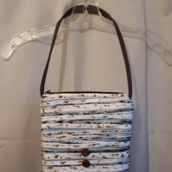 New Southwestern Western Purse Aspen Wood Tree print Blue Brown White Quilt bag - Picture 2 of 9